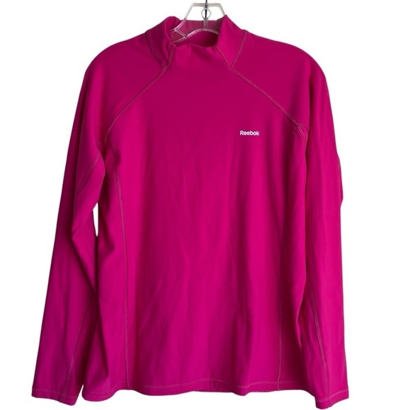 Reebok Play Dry Warm Long Sleeve Athletic Top Mock Neck Magenta Pink Running XL - Picture 1 of 15